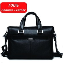 Free shipping P.kuone man commercial male handbag genuine leather shoulder men’s casual bag leather briefcase