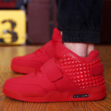Fashion Autumn New 2016 Men Casual Shoes Red Suede Leather Men High Top Casual Shoes Breathable Winter Men Boots Red Botas Blue
