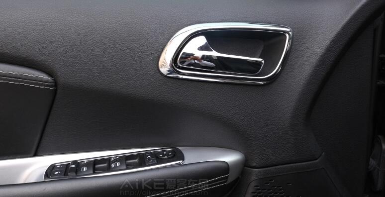 Chrome Inner Door Handle Bowl Cover Trims 4pcs For Dodge Journey JCUV Fiat Freemont 2010 - 2014