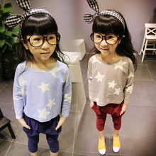 Kids Girls Toddlers Cartoon Stars Print Tops Long Sleeve Bottoming T Shirts