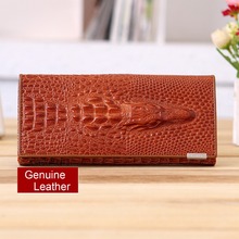 Fashion Alligators Genuine Leather ladies long section clutch wallet card holders wallets for women brand quality