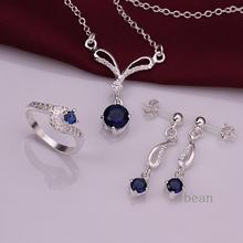 Jewellery Jewellery Units 925 Sterling Silver Jewellery Necklace Set Sterling Silver Extravagant Sapphire Debutante Elegant Woman
