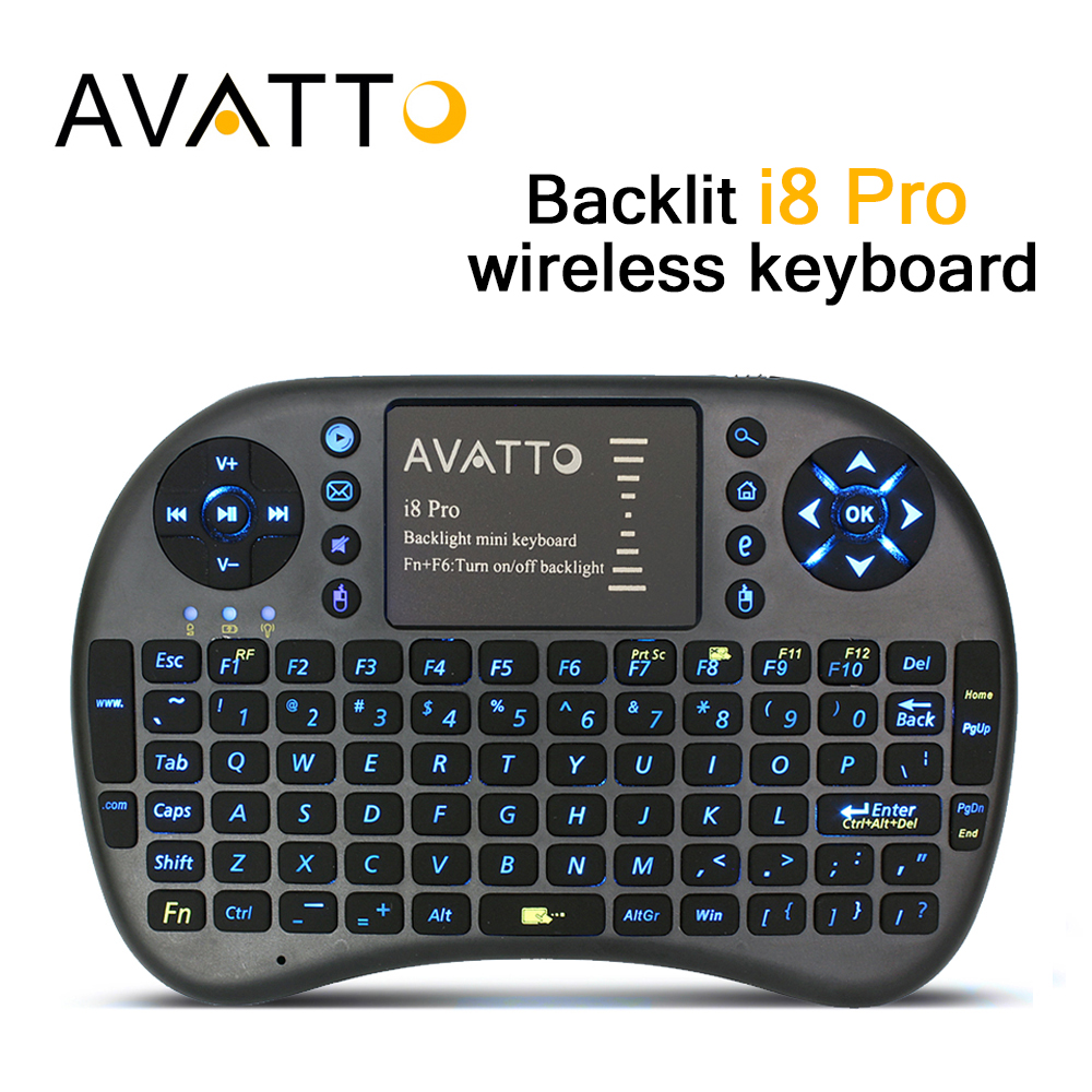 AVATTO i8 PRO LED Backlight 2.4G Wireless Game Mini Keyboard Touch Pad Backlit Air Mouse For Ipad/TV Box/Smart TV/Laptop Gamer