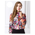 New Arrived Women Floral Print Summer Shirt Chiffon Loose Plus Size Shirt Turn down Collar Long