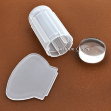 2016 New 1pcs Milky White Transparent Nail Art Stamping Stamper Scraper Set 2 8cm Clear Jelly