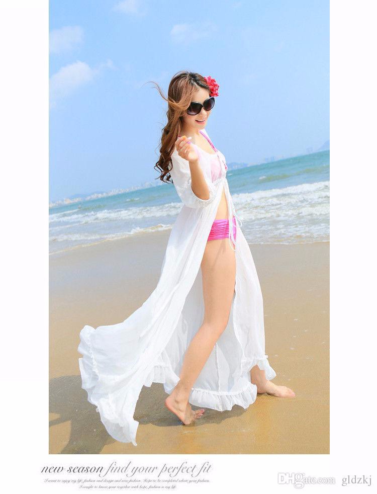 Women Sexy Chiffon Long Dress Sarong Beach Bikini Swimwear Cover Up Wrap Robes (1)