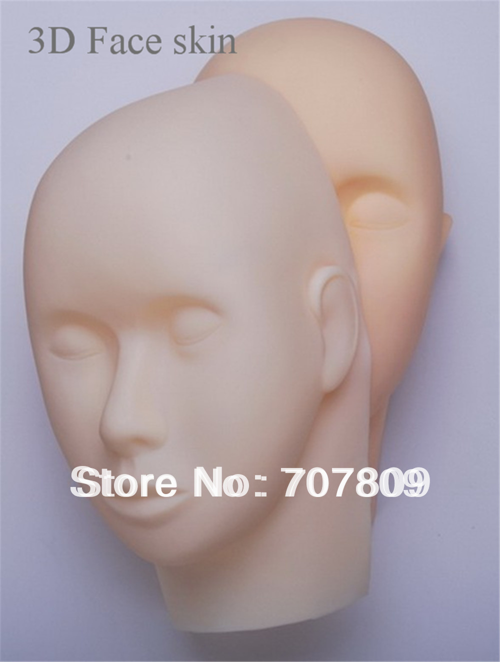 Free shipping 2pcs Total face skin for  training mannequin head  eyelash practice