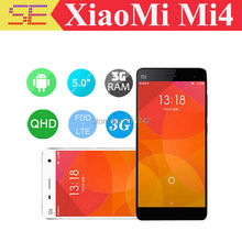 Original Xiaomi Mi4 Snapdragon 801 Quad Core Android phone 2.5Ghz Xiaomi M4 Mobile Phone 3G RAM 16G ROM JDI Android 4.4 8MP 13MP