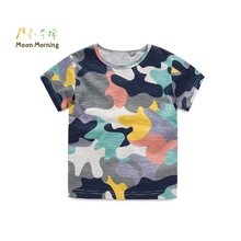 Moon Morning Boys T-shirt Summer Jongens Bamboo Descendente Vetement Camouflage Print 2T~10T Branded Pupil School Garcon Marque