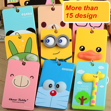PVC card holder Credit Card Bus card case Hot sale cute Cartoon Panda Duck monster design Key holder ring Bag accessories 5503