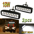 PAIR 6INCH 18W SINGLE ROW LED LIGHT BAR OFF ROAD BOAT TRUCK ATV 4x4 LED DRIVING