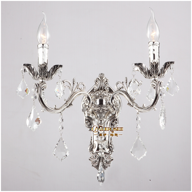 Classic Golden Crystal Wall Light Fixture Silver Wall Sconces Lamp Crystal Wall Brackets Light 3 Lights Free Shipping