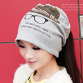 Cotton Spring Autumn Print Sleeve Cap Dual Purpose Beanies Women Slouch Baggy Plicate Hat Head Caps