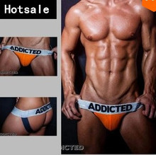 Addicted Underwear Men Sexy jocks Men Brand Exposed Buttocks Cuecas Gay Jockstrap Ropa Interior Navy,Orange,Red