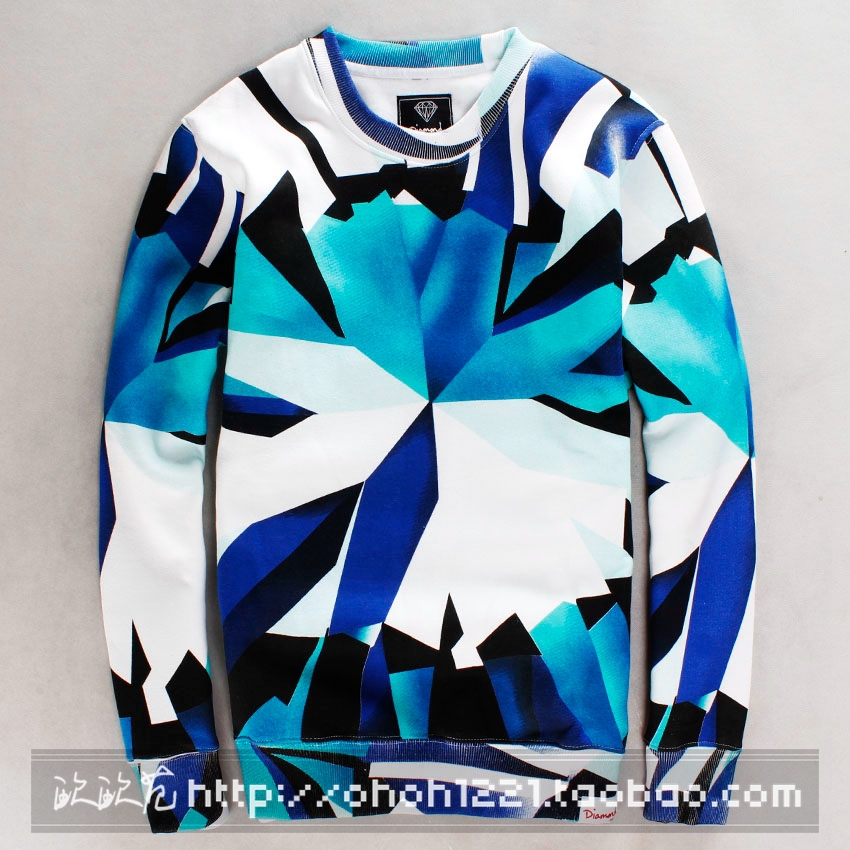 New fashion autumn casual men s clothing lovers diamond print hoodies long sleeve skateboard hip