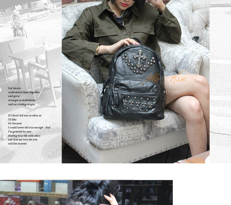 2015 South Korea Style New Campus Wind Rivet Fashion Bags Leather
