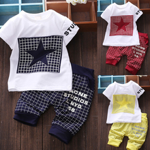 Baby boy clothes 2015 Brand summer kids clothes sets t shirt pants suit clothing set Star