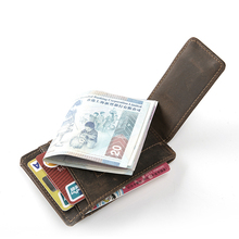 teemzone Men Genuine Leather Wallet Business Casual Credit Card ID Holder with Strong Magnet Money Clip