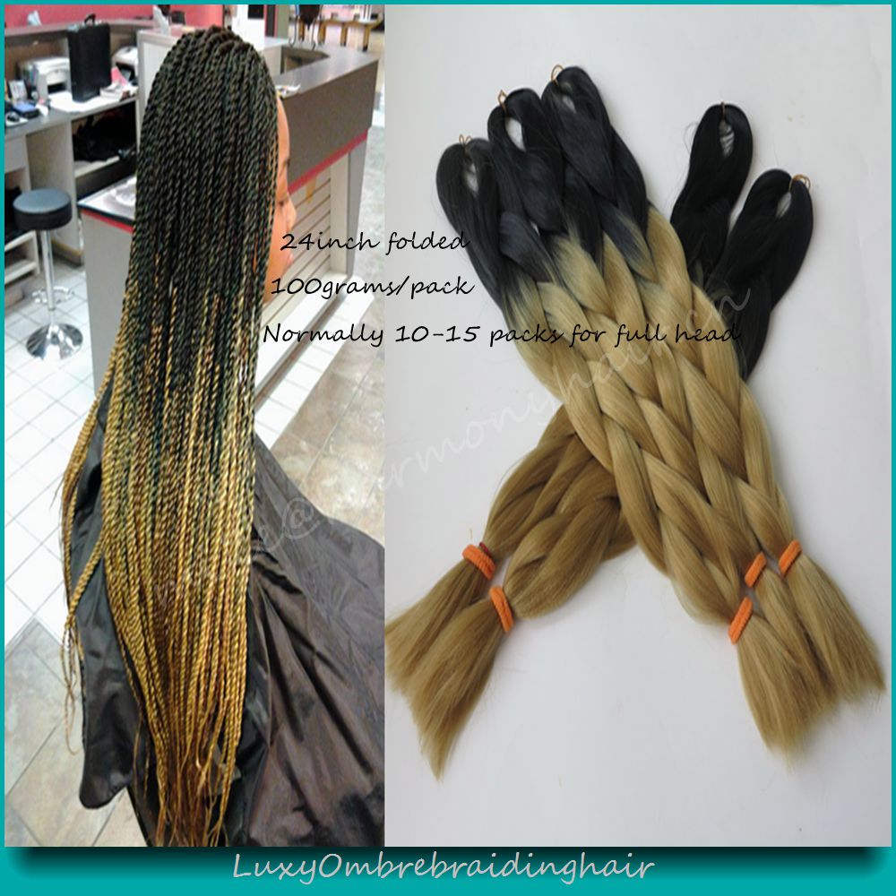 10Packs 100g Pc 24 BlackGolden Blonde Ombre Kanekalon Braiding