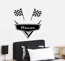 Custom Names Dacals Cars + Racing Chequered Flag Any Custom Name – Wall Stickers –