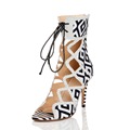 European and American fashion women s black and white high heeled Korean nightclub hollow cool
