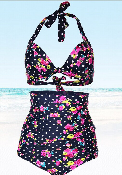 2020 Wholesale Plus Size High Waist Bikini Setsplus Size Swimsuit Vintage Bikinisretro 