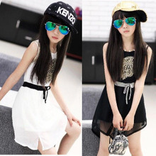 Free Shipping! Owl Pattern Girls’ Sleeveless Dress Summer Chiffon Sundress for Kids Girls Tank Dress for Teenage Girls