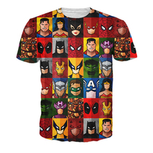 Drop Ship Newest Hipster 3D t shirt Funny Superhero Minimalism T-Shirt Deadpool/Superman/Spider-Man/Batman/Hulk t shirts tees