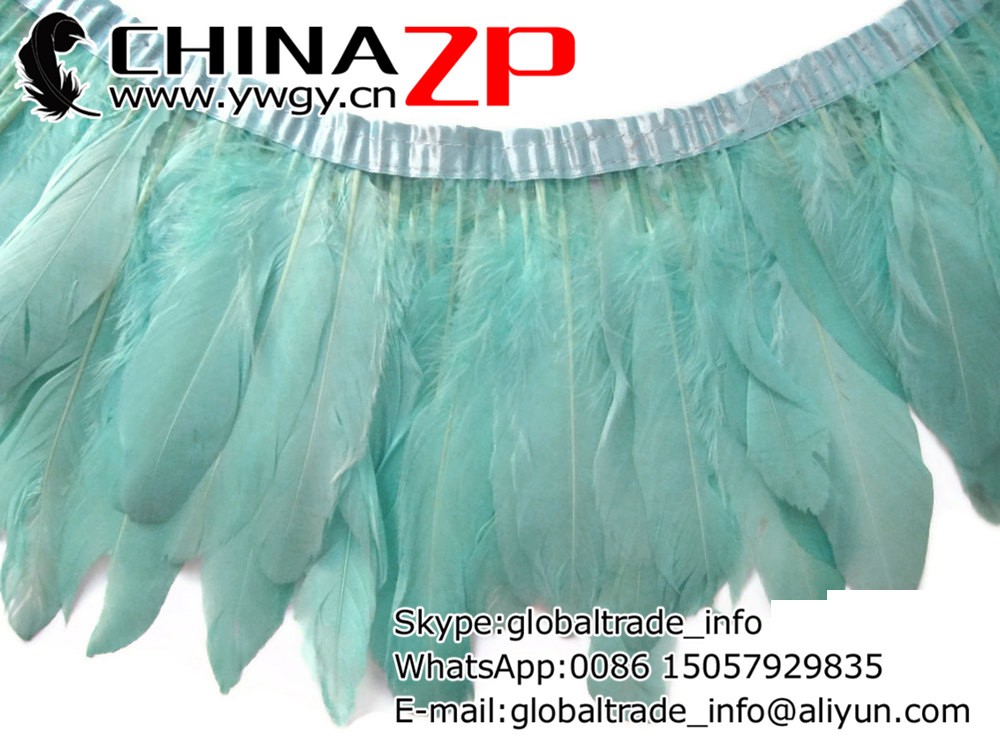 Feather Trim, 1 Yard - TIFFANY BLUE Goose Nagoire and Satinettes Feather Trim 2118