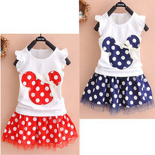 2 Pcs NEW Cute Kids Baby Girl Party Dress Vest Skirt Toddler Clothes Set 1-4Y