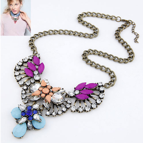 5 colors summer 2014 fashion big star fan of luxury dazzling gem drop rhinestone necklace choker