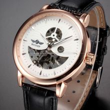 JARAGAR Royal Carving Vintage Brown Leather Strap Automatic Mechanical Skeleton Men’s Wrist Wrap Gift Relogio Self Wind Watch
