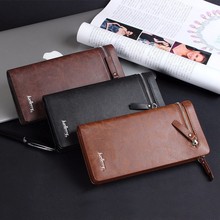 Baellerry Brand New Men Wallet Fashion Black Mens Long Wallet Leather Genuine Zipper Coin Purse Wallet