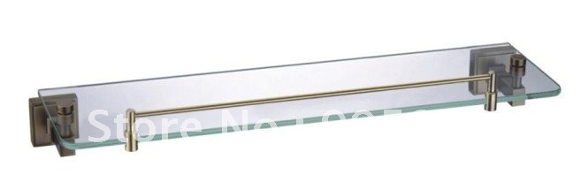 Free shipping-Bathroom Accessories Solid Brass Antique brass Glass Shelf -wholesale-65011