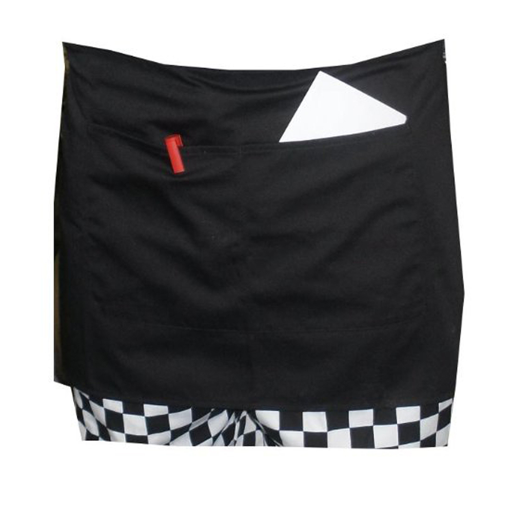 Durable Unisex Short Waist Apron with Pocket for Chef /Waiter /Waitress (Black)