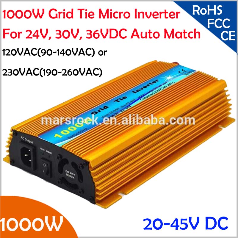 1000W Grid tie micro inverter, 20V-50VDC, 90V-140V or 190V-260VAC, workable for 1200W, 24V, 30V, 36V solar panel or wind system 1000W Grid tie micro inverter, 20V-50VDC, 90V-140V or 190V-260VAC, workable for 1200W, 24V, 30V, 36V solar panel or wind system