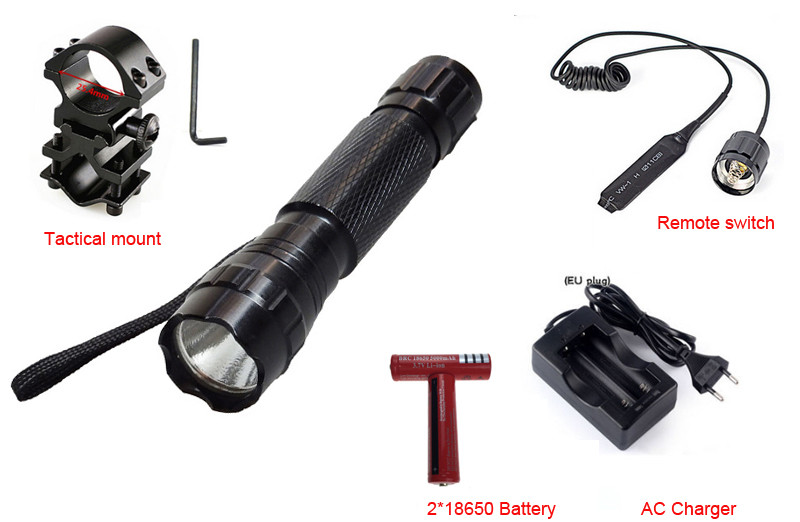 Tactical 3 x T6 LED Hunting Flashlight Torch Light 18650 Mount Pressure Switch