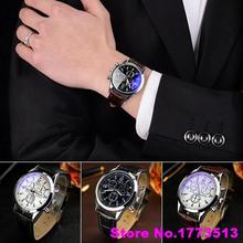 Unisex Military Business Stainless Steel Case Faux Leather Analog Quartz WatchPopular Product 4KP8