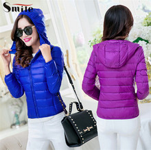 Women Short Hood Duck Down Jackets Ultra Light Weight Jacket Ladies Winter Warm Ultralight Down Parka Jackets Coat Basic Style