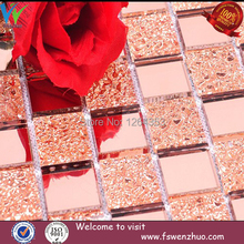 pinky glass mirror mosaic tile/ shiny outside wall mosaic