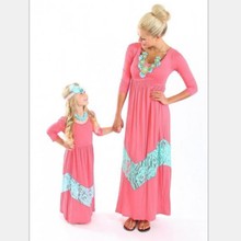 New Family matching clothes cotton family look lace maxi Mother daughter dresses Family Matching Outfits mother daughter clothes