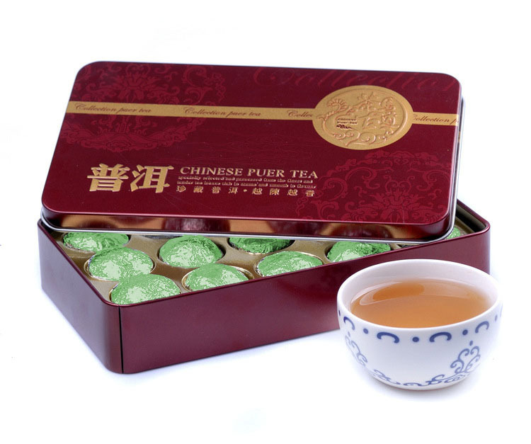 Chinese Yunnan raw Puer Black Tea Pu er Puerh Tea with Teucrium manghuaense leaf Mini Gift
