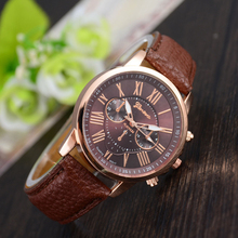 2015 Geneva Watch Women Fashion Quartz Watches Casual Ladies Dress Watches Gold Roman Dial Wristwatch Relogio