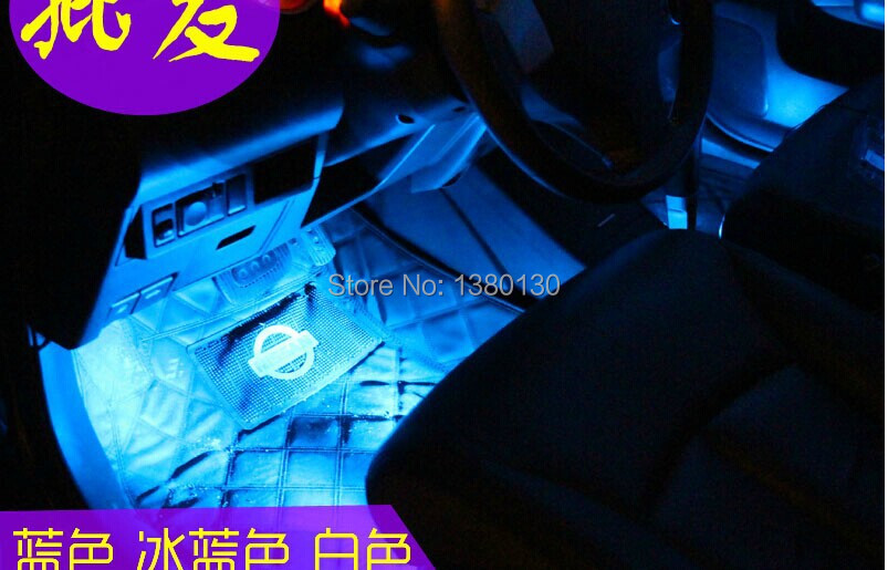 New 4x 3LED Blue Car Charge interior accessories foot car decorative 4in1 lights daytime running light