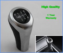 Free shipping New 6 Speed Leather & Sliver Gear Shift Knob for BMW all series E39 E46 E30 E32 E34 E36 E38