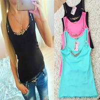 summer style 2015 women\'s tanks top cropped vintage zipper diamond beading black green camisetas mujer fitness cropped T15