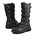 Fashion Plus Size High-top Men Boots Five Belt Buckle Decorative Male