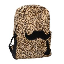 Girl Backpack Lovely Mustache Lady Leopard Velvet Zipper Shoulders Bag