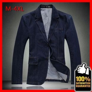 2013 F / W Retro style Men’s Single Breasted Boutton One Button Full Cotton Slim Denim Blazer , GT1487