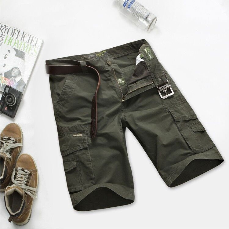 2015 Brand AFS JEEP Plus Size 30-44 Summer Men\'s Army Green Cargo Casual Bermuda Shorts Cotton Short Pants Pantalones Corto 882